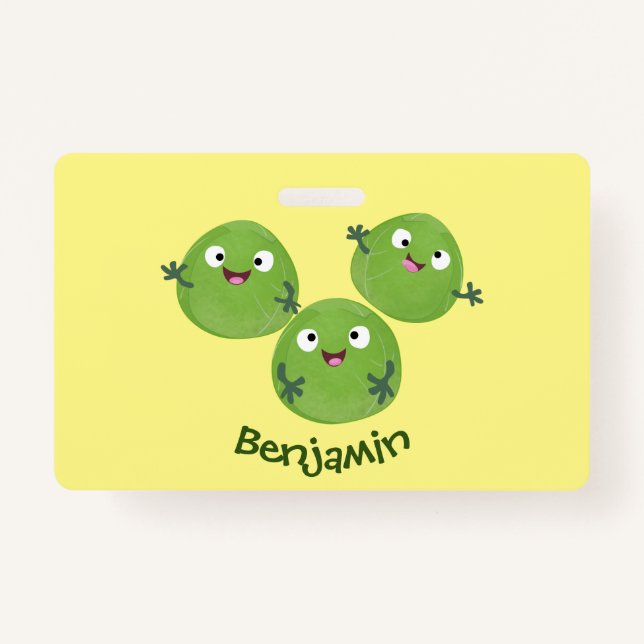 Badge Funny Brussels sprouts légumes caricature (Devant)