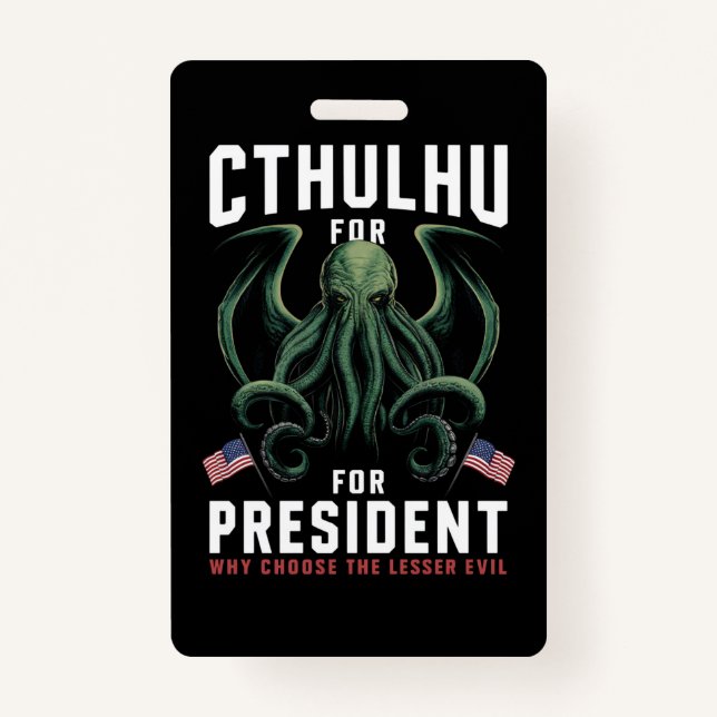 Badge Funny Elections 2024 Cthulhu pour le président (Devant)