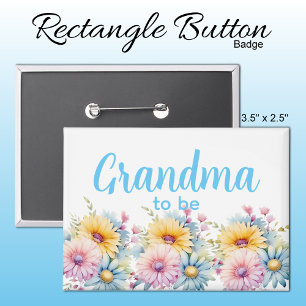 Badge Futur mamie fleurs de gerbera bleues