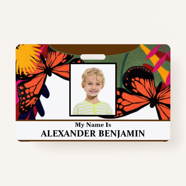 Badge Garçon Fille Enfant Nom de l'élève Carte d'identit (Devant)