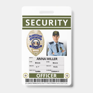 Badge Garde de sécurité verte Créer votre propre employé