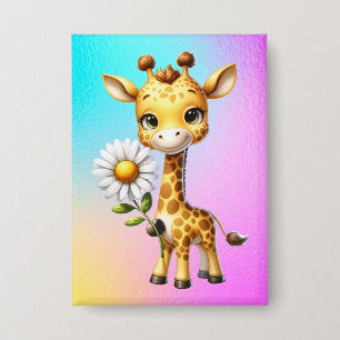 Badge Giraffe bébé mignonne avec Fleur marguerite-88681