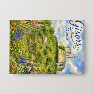 Badge Gisors France Château Normandie aquarelle