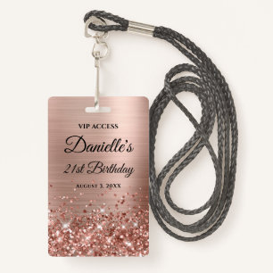 Badge Glittery Rose Gold Foil Moderne 21e anniversaire