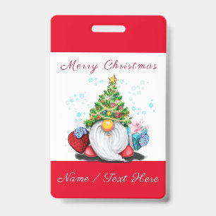 Badge Gnome avec Cadeau Noël Nom Personnalisé
