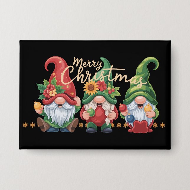 Badge Gnome Noël Gnome Joyeux Noël Noël Noël (Recto)