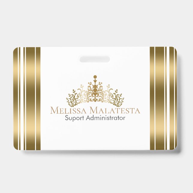 Badge Gold Crown & Stripes Design moderne (Avant)