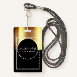 Badge Gold Faux Metallic On Black Event Planner Nom