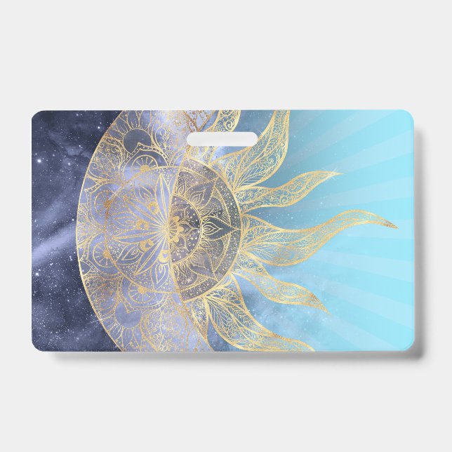 Badge Gold Moon Sun Mandala Celestial Design (Avant)