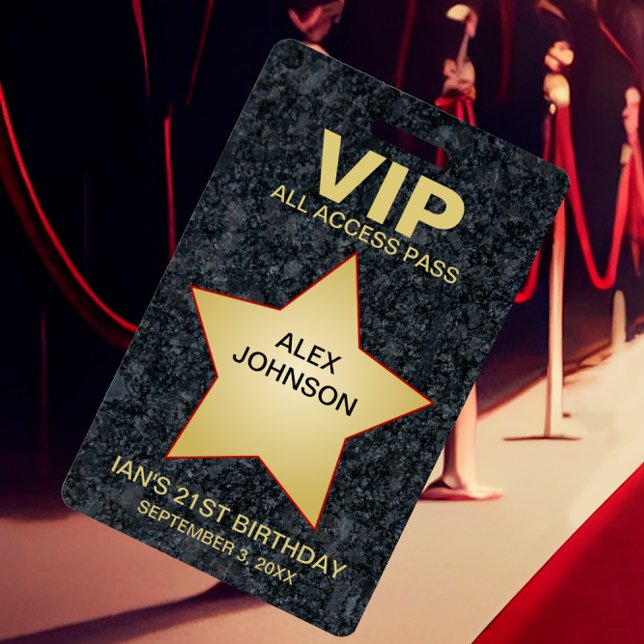 Badge Gold Star Hollywood VIP Pass Party Favoriser (Créateur téléchargé)
