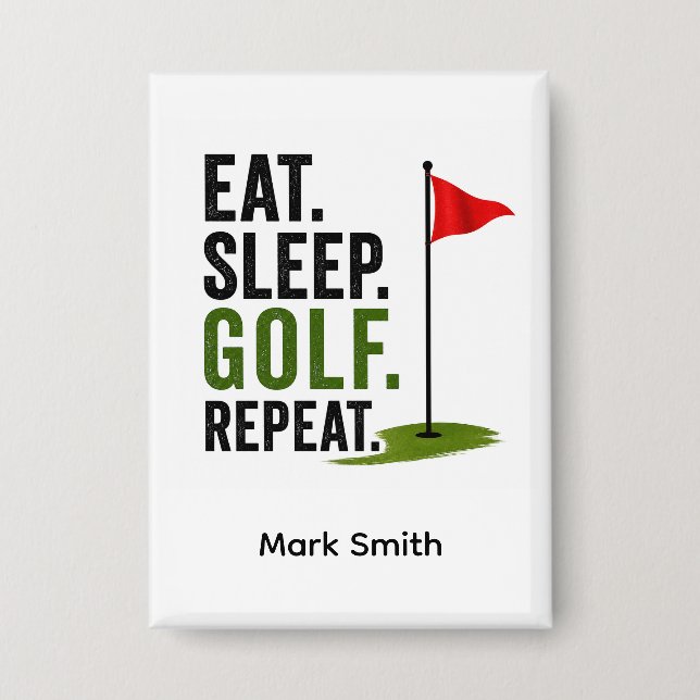 Badge Golf Manger Dormir Golf Répéter (Recto)