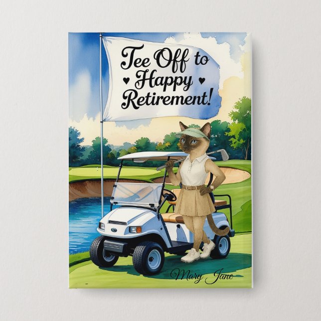 Badge Golf Retraite sur le thème des Amoureux de les cha (Recto)