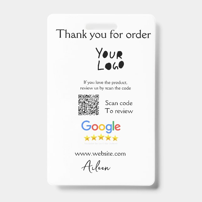 Badge Google examen logo entreprise site Web scanner cod (Avant)