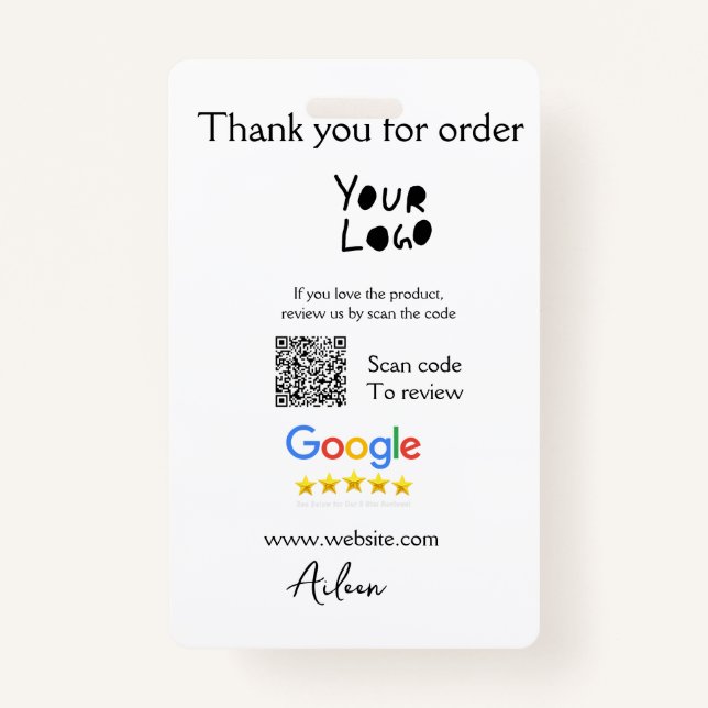 Badge Google examen logo entreprise site Web scanner cod (Devant)