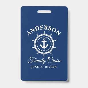 Badge Gouvernail d'ancre nautique bleu marine Famille Cr