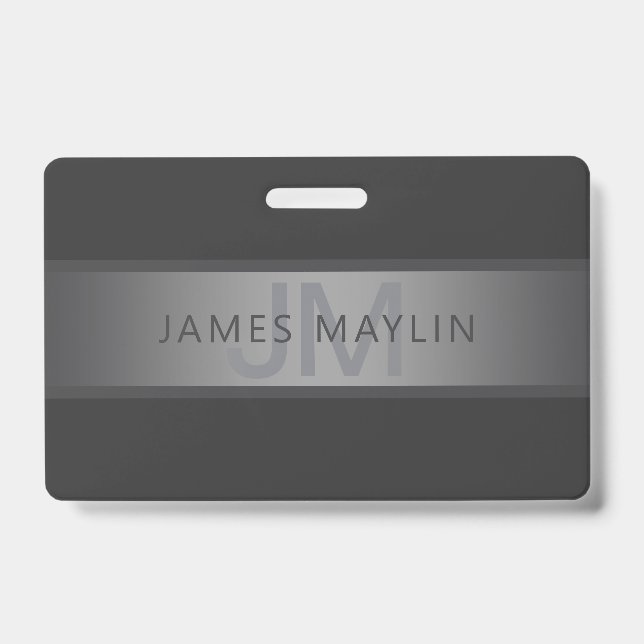 Badge Gradient gris foncé moderne Nom ou raison sociale (Front)