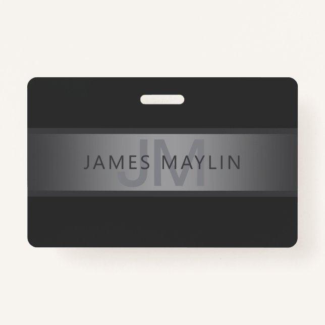 Badge Gradient gris foncé moderne Nom ou raison sociale (Devant)