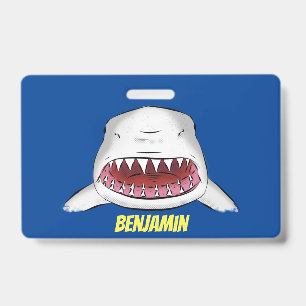 Badge Grand requin blanc moyen dessin animé