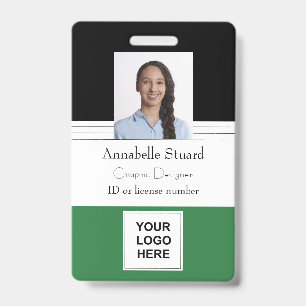 Badge Green Black Linke Nom photo employé entreprise Ba