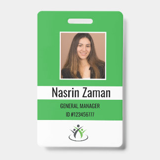 Badge Green | Logo de l'employé photo ou sécurité QR COD