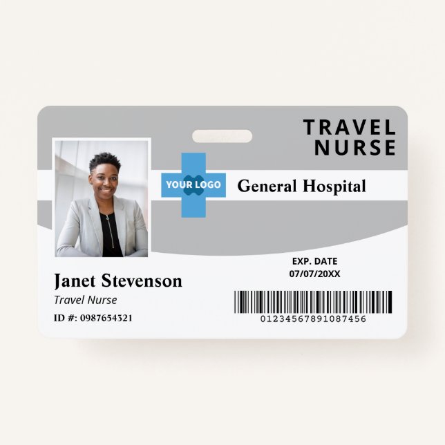 Badge Grey Ajouter votre logo Hospital Code photo employ (Devant)