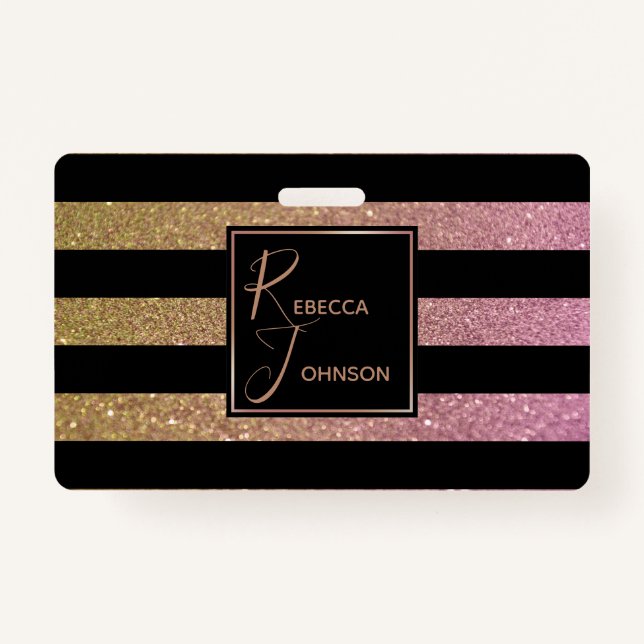 Badge Grilles de Parties scintillant Gold Rose de luxe - (Devant)