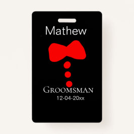 Badge groomsman ajouter nom année noir arc chemise crava