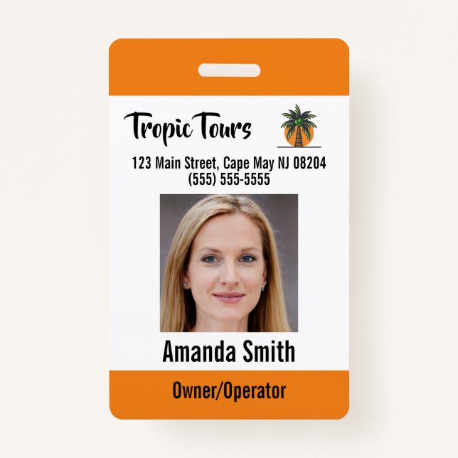 Badge Guide du Tour - ID photo Orange (Devant)