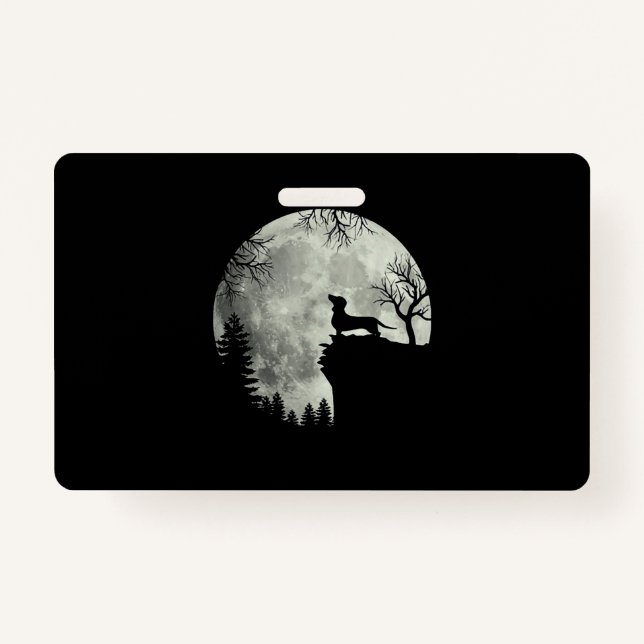 Badge Halloween Dachshund Et Lune (Devant)