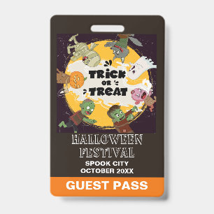 Badge Halloween Événement Spécial Passe Invité Verticale