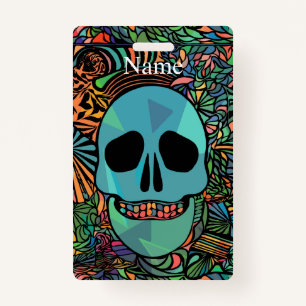 Badge Halloween Hippie Skull Thunder_cove