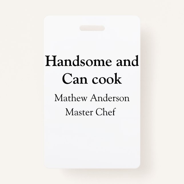 Badge Handsome et peut cuisiner ajouter nom maître chef  (Devant)