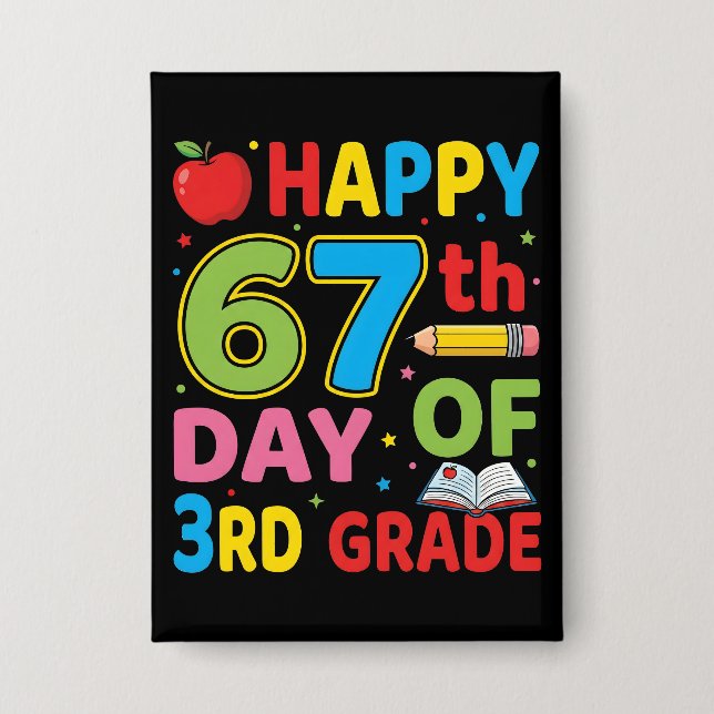 Badge Happy 67th Day of School Teacher Cute Classroom (Recto)