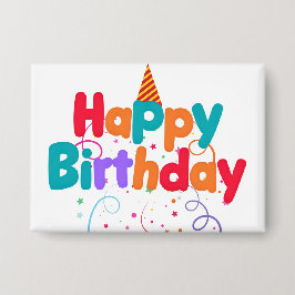 Badge Happy Birthday Confetti Button