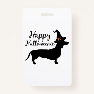 Badge Happy Halloweenie Dachshund Chien Halloween Witch