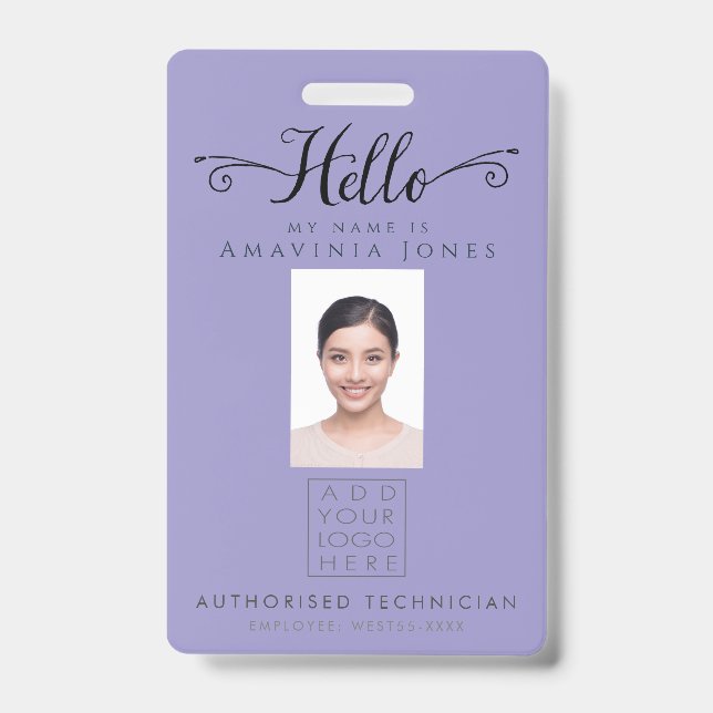 Badge Hello Business Photo ID Identification Plastic (Avant)