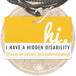 Badge hi j'ai une déficience cachée carte d'identité méd