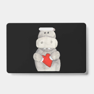 Badge Hippopotame Mignon Tenant un Cœur Hippopotame d'