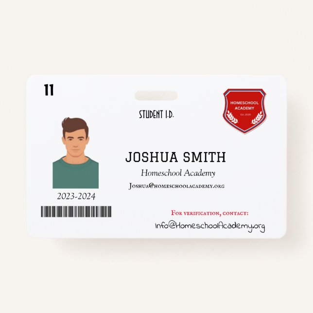 Badge HOMESCHOOL I.D. (Faux vers le haut) (Devant)