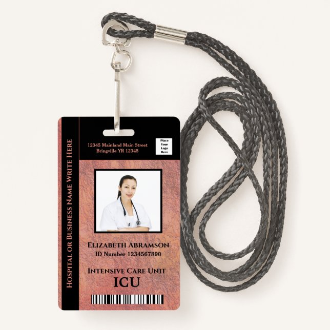 Badge Hôpital Médicale soins intensifs ICU photo de l'em (Devant avec lanière)