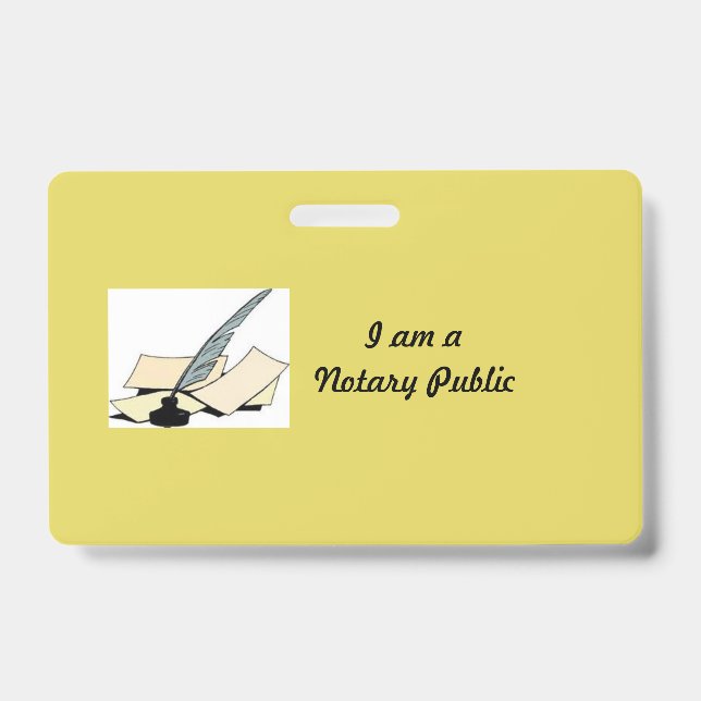 Badge Horizontal de Notaire Public Jaune (Avant)