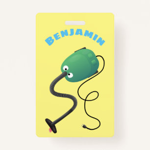 Badge Humour de dessin animé de l'aspirateur mignon