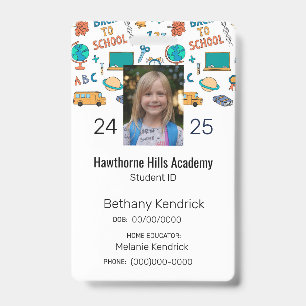 Badge Icônes scolaires Homeschool Carte d'identité de l'