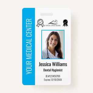 Badge ID bleu d'employé certifié Médicale personnalisé 