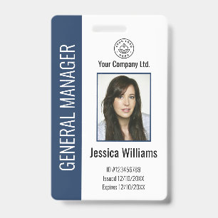 Badge ID bleu personnalisé pour les employés de l'entrep