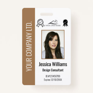 Badge ID Brown d'employé certifié personnalisé