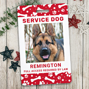 Badge ID chien de service photo Empreintes de pattes rou