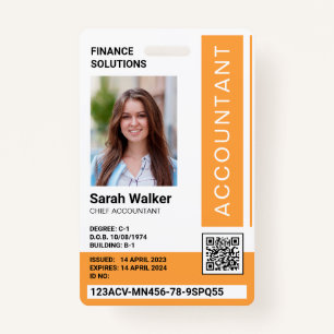 Badge ID comptable avec le travailleur photo jaune