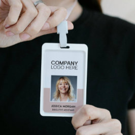 BADGE ID CORPORATE LOGO EMPLOYEE PHOTO BLUSH PINK