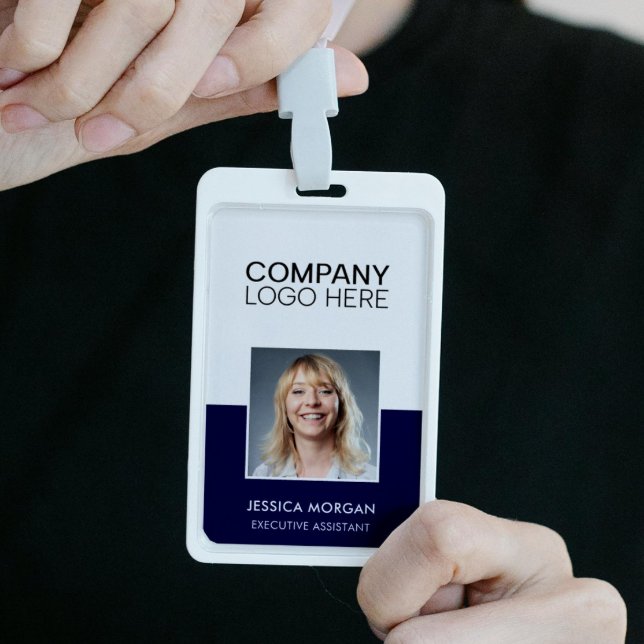 BADGE ID CORPORATE LOGO EMPLOYEE PHOTO DARK BLUE NAVY (Créateur téléchargé)